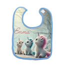 Personalized Three Baby Unicorns Bib - Add Your Name