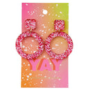 Yay Acrylic Party Earrings | Glitter Novelty Drop Earrings | 2.5" x 4.5"