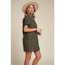 Yellow Flowers Button Down Denim Shirt Dress | Fashion Mini Dress [Available in SM]
