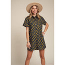 Yellow Flowers Button Down Denim Shirt Dress | Fashion Mini Dress [Available in SM]