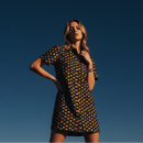 Yellow Flowers Button Down Denim Shirt Dress | Fashion Mini Dress [Available in SM]