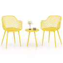 3 Piece Patio Chair Set with PP Seat and Tabletop for Porch