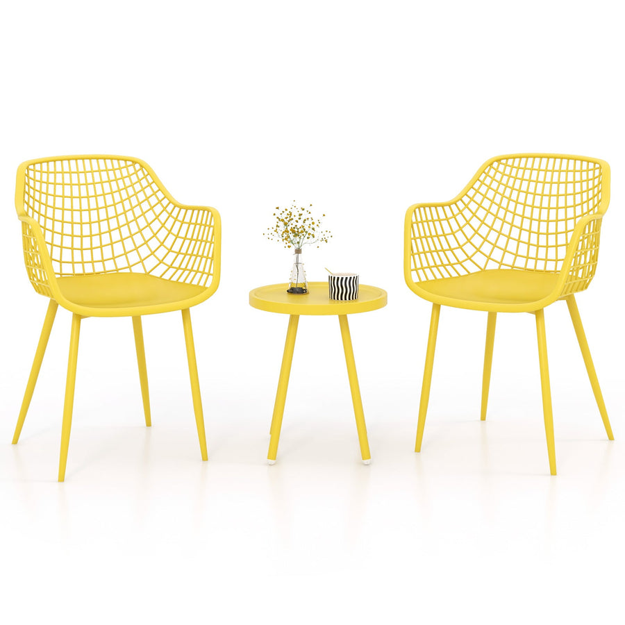 3 Piece Patio Chair Set with PP Seat and Tabletop for Porch