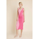 Yin Yang Two-Tone Pink Curve Smocked Midi Dress