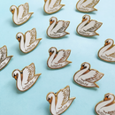 You Are Naturally Beautiful When You Are Yourself Swan Enamel Pin in White and Gold