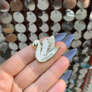 You Are Naturally Beautiful When You Are Yourself Swan Enamel Pin in White and Gold