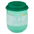 You Grow Girl Ceramic To Go Mug | Holds 16 oz. | Eco Mug with Silicone Lid and Sleeve