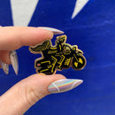 You and I Are More Than Friends, We're Like A Really Small Gang Enamel Pin in Black, Yellow and Gold