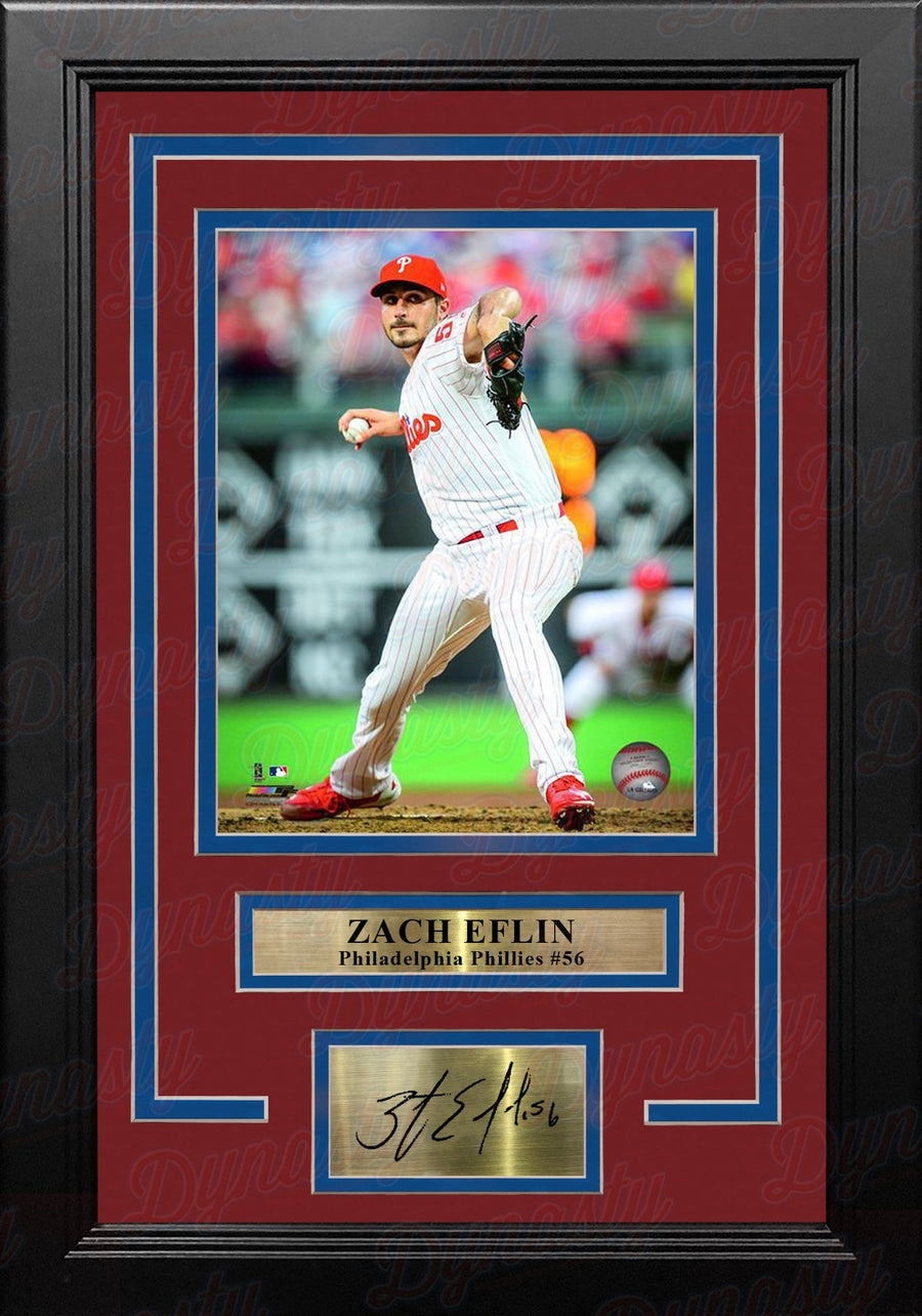 Zach Eflin Philadelphia Phillies on the Mound MLB Baseball 8x10 Framed Photo with Engraved Autograph