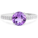 1.33 Carat Genuine Amethyst and White Topaz .925 Sterling Silver Ring