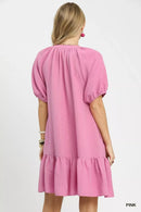 Umgee Embroidered Floral Babydoll Dress