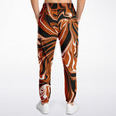 Burnt Orange, Black and White Abstract Melt Unisex Cargo Joggers (Fleece Lined)