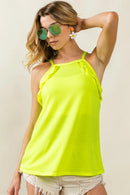 BiBi French Terry Knit Ruffled Detail Sleeveless Top
