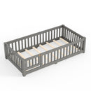 Montessori Floor Bed with Safety Guardrails and Lockable Door