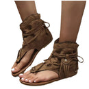 Retro Flat Bottom Tassel Hollow Toe Sandals