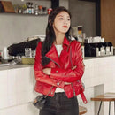 Short Slim-fit PU Leather Jacket