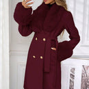 Elegant Double-breasted Trench Coat With A Tie Belt