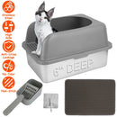 Enclosed Stainless Steel Cat Litter Box with Lid - 20L