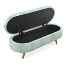 Oval Storage Ottoman Bench with Rubberwood Legs