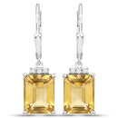 5.63 Carat Genuine Citrine and White Topaz .925 Sterling Silver Earrings