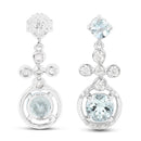 4.42 Carat Genuine Aquamarine and White Zircon .925 Sterling Silver Earrings