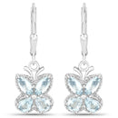 1.76 Carat Genuine Aquamarine .925 Sterling Silver Earrings