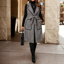 Womens Elegant Long Houndstooth Vest