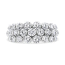 10K White Gold 2 1/2 Cttw Round Natural Diamond 3 Row Band Ring (I-J Color, I1-I2 Clarity) - Ring Size 7