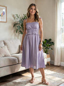 Aqua Ruched Sleeveless MIDI Dress, Size Small