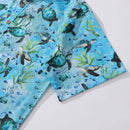 Blue Hawaiian Shirt For Men Short Sleeve Ocean Sonata Shirt Button-down Cotton Shirt