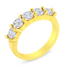 14K Yellow Gold Plated .925 Sterling Silver 1 1/2 Cttw Shared Prong Set Brilliant Round-Cut Diamond Anniversary or Wedding Band Ring (K-L Color, SI2-I1 Clarity) - Size 7