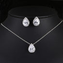 Water Drop Gemstone Necklace Earrings Jewelry Set