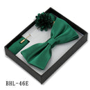 Mens Bow Tie, Pocket Square, And Brooch Gift Set