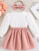 Children's Heart Bowknot Decor Dress with Headband