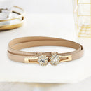 Adjustable Rhinestone Flower Thin Belt For Women Decorative