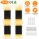 4Pack Solar Powered Wall Sconce Light IP55 Waterproof Rechargeable Optical Sensor Lamp Warm Yellow Lighting Lamp for Outdoor Fence Path Deck Patio