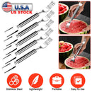 5Pcs 2 in 1 Watermelon Cutter Slicer Fork Stainless Steel Dual Head Watermelon Fruit Cutting Fork Knife For Summer Family Gathering Friend Party Campi