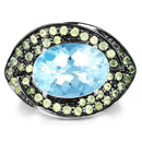 7.39 Carat Genuine Blue Topaz and Peridot .925 Sterling Silver Ring