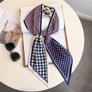 Thin Houndstooth Silk Scarf - Hair Tie