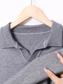 Men's Full Size Collared Neck Long Sleeve Polo Plus Size