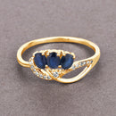 0.65 Carat Genuine Blue Sapphire and White Diamond 14K Yellow Gold Ring