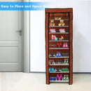 iMounTEK 10 Tiers DIY Shoe Cabinet Dustproof Easy Assemble Tidy Shoe Rack Non-Woven Fabric Holding 27 Pair Shoes Brown
