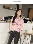 Short Slim-fit PU Leather Jacket
