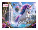Personalized Unicorn Wooden Puzzle with Name | White Unicorn, Waterfall, Floating Islands and Rainbow | 60 Pieces | Gift for Girls