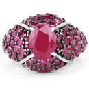 5.15 Carat Genuine Glass Filled Ruby & Ruby .925 Sterling Silver Ring
