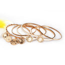 Gold 6-Piece Bangle Set with Imitation Pearls