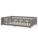 Montessori Floor Bed with Safety Guardrails and Lockable Door