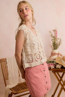 SO ME Summer Crochet Patterned Sleeveless Vest Top