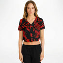 Red and Black Slime Oil Spill Cropped Baseball Jersey