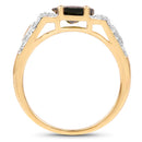 18K Yellow Gold Plated 2.79 Carat Genuine Chrome Diopside & White Topaz .925 Sterling Silver Ring